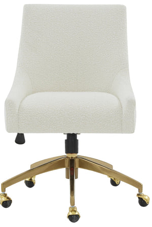 Safavieh JAKOB Adjustable Swivel Desk Chair - Stylish Comfort for Modern Workspaces with Plush Support Ivory / Gold SFV4776E