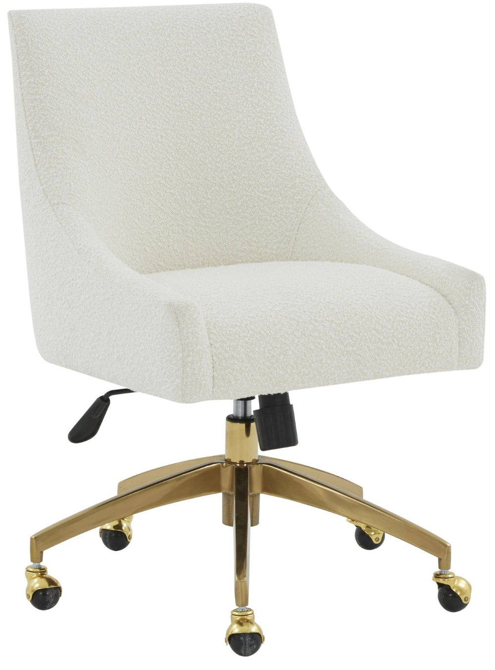 Safavieh JAKOB Adjustable Swivel Desk Chair - Stylish Comfort for Modern Workspaces with Plush Support Ivory / Gold SFV4776E
