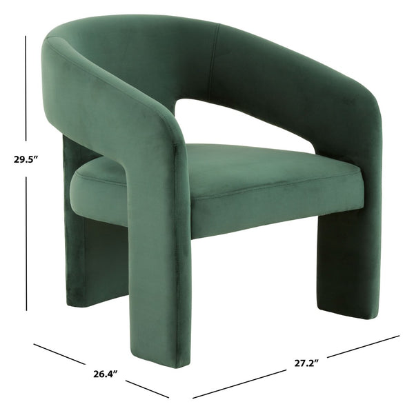 Safavieh ROSEANNA Modern Accent Chair - Stylish Comfort for Living Rooms, Bedrooms, and Office Lounges Forest Green SFV4780B