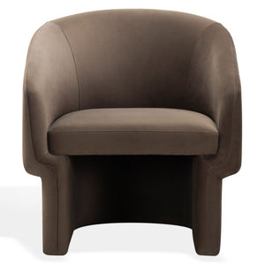 Safavieh Susie Barrel Back Accent Chair Curved Upholstered Wood Frame for Living Room Brown SFV4781F