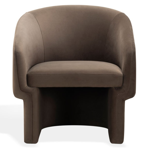 Safavieh Susie Barrel Back Accent Chair Curved Upholstered Wood Frame for Living Room Brown SFV4781F