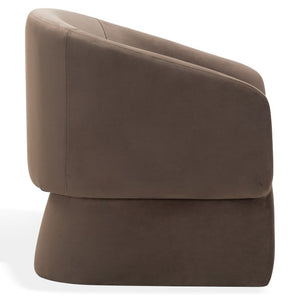 Safavieh Susie Barrel Back Accent Chair Curved Upholstered Wood Frame for Living Room Brown SFV4781F