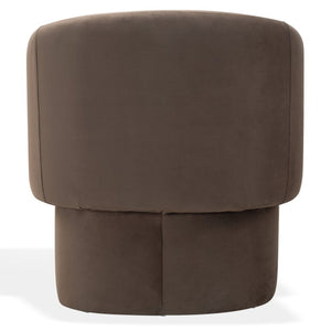Safavieh Susie Barrel Back Accent Chair Curved Upholstered Wood Frame for Living Room Brown SFV4781F
