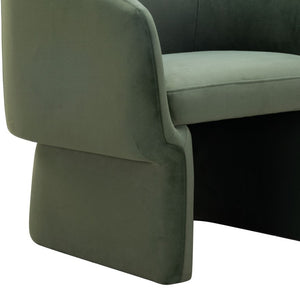 Safavieh Susie Barrel Back Accent Chair Curved Upholstered Wood Frame for Living Room Green SFV4781G