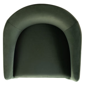 Safavieh Susie Barrel Back Accent Chair Curved Upholstered Wood Frame for Living Room Green SFV4781G