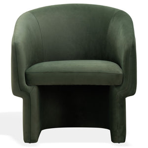 Safavieh Susie Barrel Back Accent Chair Curved Upholstered Wood Frame for Living Room Green SFV4781G