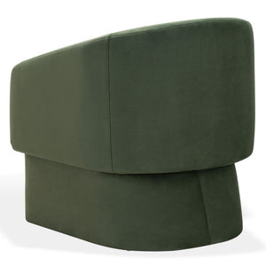 Safavieh Susie Barrel Back Accent Chair Curved Upholstered Wood Frame for Living Room Green SFV4781G