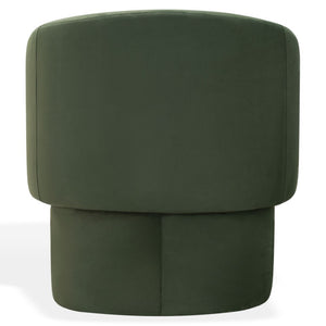 Safavieh Susie Barrel Back Accent Chair Curved Upholstered Wood Frame for Living Room Green SFV4781G
