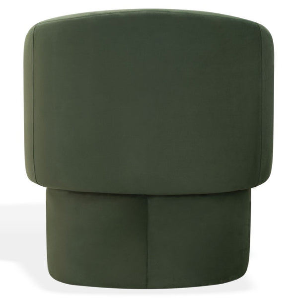 Safavieh Susie Barrel Back Accent Chair Curved Upholstered Wood Frame for Living Room Green SFV4781G