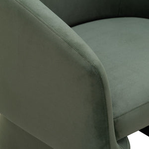 Safavieh Susie Barrel Back Accent Chair Curved Upholstered Wood Frame for Living Room Green SFV4781G