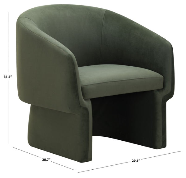 Safavieh Susie Barrel Back Accent Chair Curved Upholstered Wood Frame for Living Room Green SFV4781G