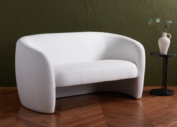 Safavieh ZHAO Boucle Curved Loveseat - Modern Sophistication and Comfort for Your Stylish Living Space White SFV4783A