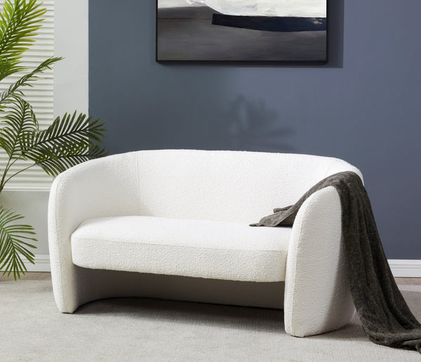 Safavieh ZHAO Boucle Curved Loveseat - Modern Sophistication and Comfort for Your Stylish Living Space Ivory SFV4783B