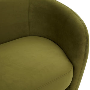 Safavieh ZHAO Boucle Curved Loveseat - Modern Sophistication and Comfort for Your Stylish Living Space Olive Green SFV4783C