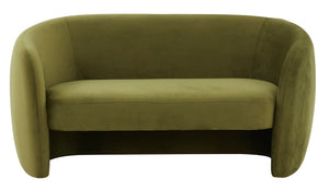 Safavieh ZHAO Boucle Curved Loveseat - Modern Sophistication and Comfort for Your Stylish Living Space Olive Green SFV4783C