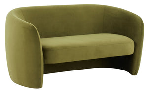 Safavieh ZHAO Boucle Curved Loveseat - Modern Sophistication and Comfort for Your Stylish Living Space Olive Green SFV4783C