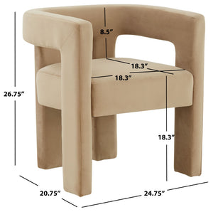 Safavieh DEANDRE Velvet Dining Chair in Light Brown – Modern Comfort & Elegant Design for Any Space SFV4785E