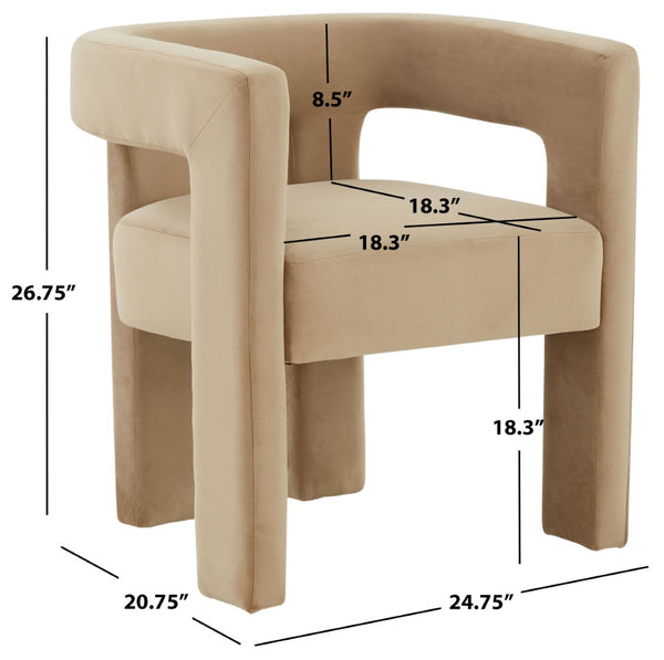 Safavieh DEANDRE Velvet Dining Chair in Light Brown – Modern Comfort & Elegant Design for Any Space SFV4785E