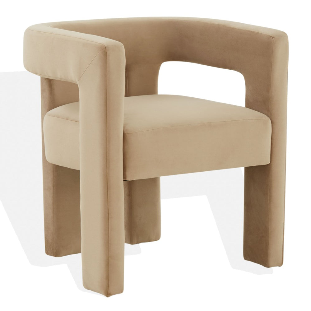 Safavieh DEANDRE Velvet Dining Chair in Light Brown – Modern Comfort & Elegant Design for Any Space SFV4785E
