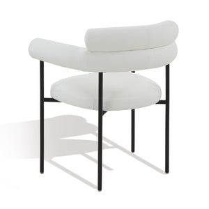 Safavieh JASLENE Curved Back Dining Chair - Modern Elegance with Cushioned Comfort for Any Dining Space White / Black SFV4791A