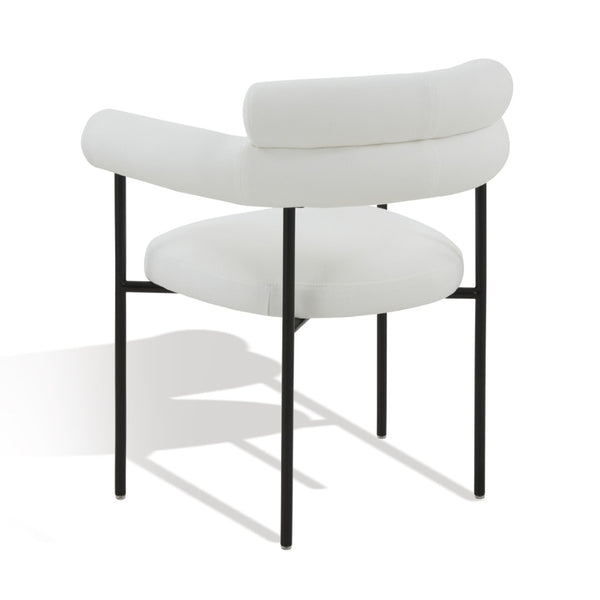 Safavieh JASLENE Curved Back Dining Chair - Modern Elegance with Cushioned Comfort for Any Dining Space White / Black SFV4791A