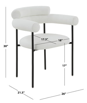 Safavieh JASLENE Curved Back Dining Chair - Modern Elegance with Cushioned Comfort for Any Dining Space White / Black SFV4791A