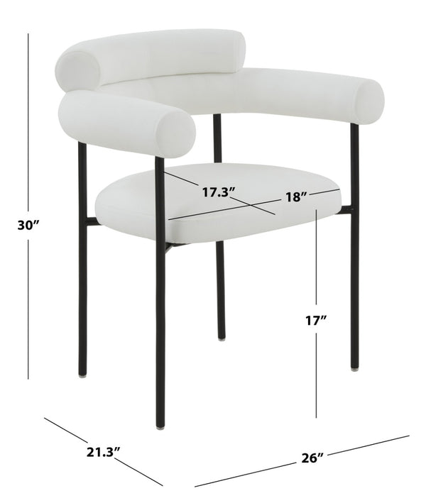 Safavieh JASLENE Curved Back Dining Chair - Modern Elegance with Cushioned Comfort for Any Dining Space White / Black SFV4791A