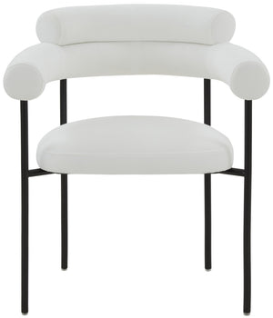 Safavieh JASLENE Curved Back Dining Chair - Modern Elegance with Cushioned Comfort for Any Dining Space White / Black SFV4791A