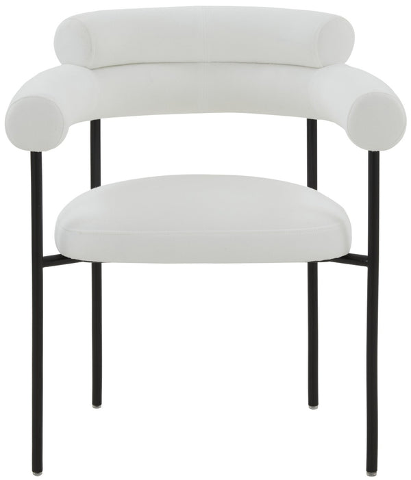 Safavieh JASLENE Curved Back Dining Chair - Modern Elegance with Cushioned Comfort for Any Dining Space White / Black SFV4791A
