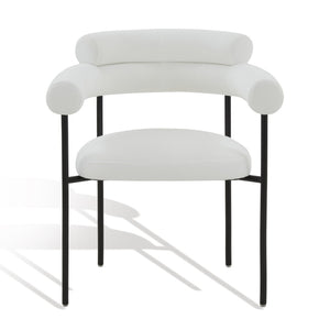 Safavieh JASLENE Curved Back Dining Chair - Modern Elegance with Cushioned Comfort for Any Dining Space White / Black SFV4791A