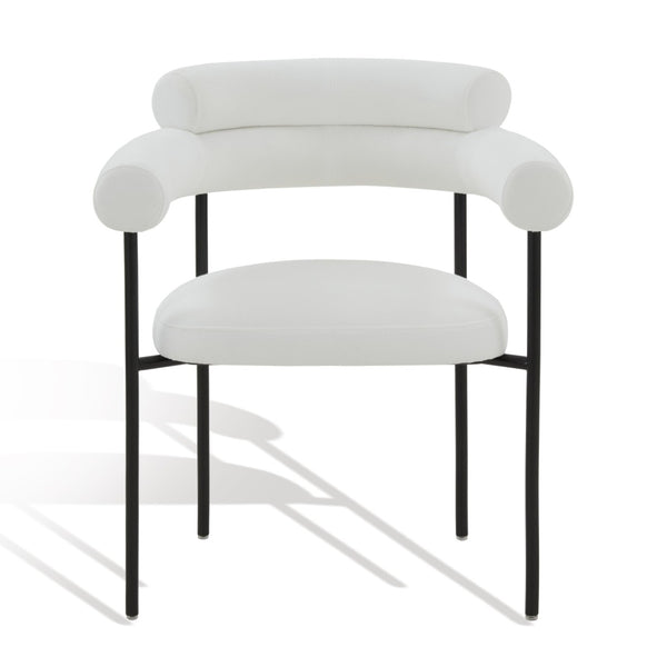 Safavieh JASLENE Curved Back Dining Chair - Modern Elegance with Cushioned Comfort for Any Dining Space White / Black SFV4791A