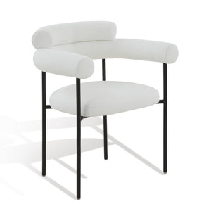 Safavieh JASLENE Curved Back Dining Chair - Modern Elegance with Cushioned Comfort for Any Dining Space White / Black SFV4791A