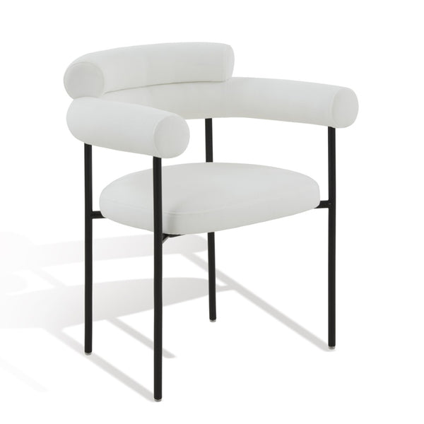 Safavieh JASLENE Curved Back Dining Chair - Modern Elegance with Cushioned Comfort for Any Dining Space White / Black SFV4791A