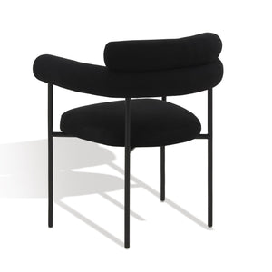 Safavieh JASLENE Curved Back Dining Chair - Modern Elegance with Cushioned Comfort for Any Dining Space Black / Black SFV4791B