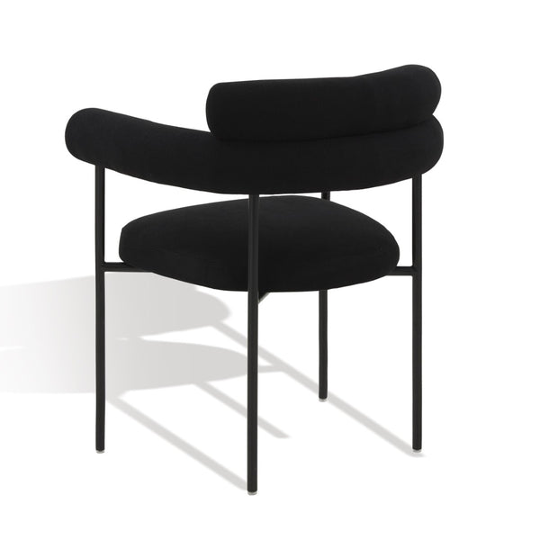 Safavieh JASLENE Curved Back Dining Chair - Modern Elegance with Cushioned Comfort for Any Dining Space Black / Black SFV4791B