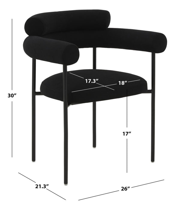 Safavieh JASLENE Curved Back Dining Chair - Modern Elegance with Cushioned Comfort for Any Dining Space Black / Black SFV4791B