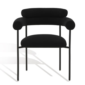 Safavieh JASLENE Curved Back Dining Chair - Modern Elegance with Cushioned Comfort for Any Dining Space Black / Black SFV4791B