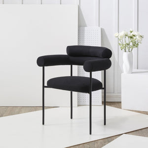 Safavieh JASLENE Curved Back Dining Chair - Modern Elegance with Cushioned Comfort for Any Dining Space Black / Black SFV4791B