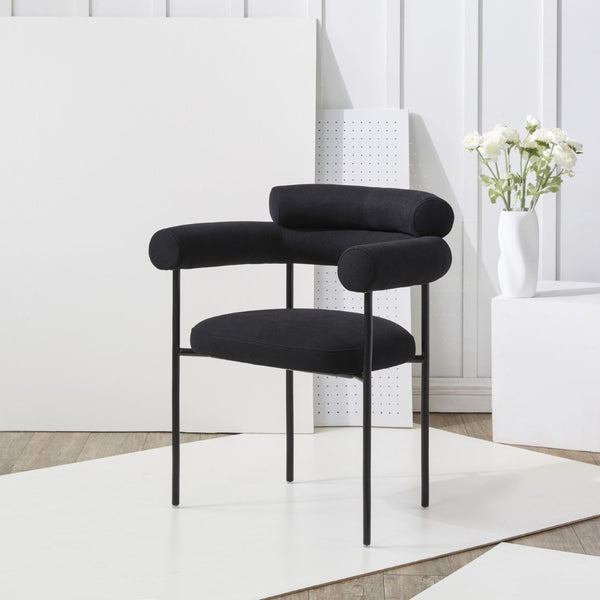 Safavieh JASLENE Curved Back Dining Chair - Modern Elegance with Cushioned Comfort for Any Dining Space Black / Black SFV4791B