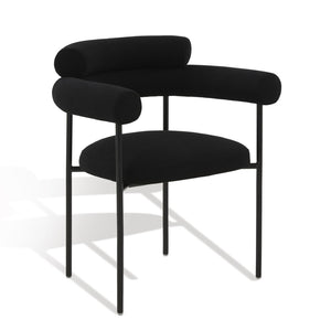 Safavieh JASLENE Curved Back Dining Chair - Modern Elegance with Cushioned Comfort for Any Dining Space Black / Black SFV4791B