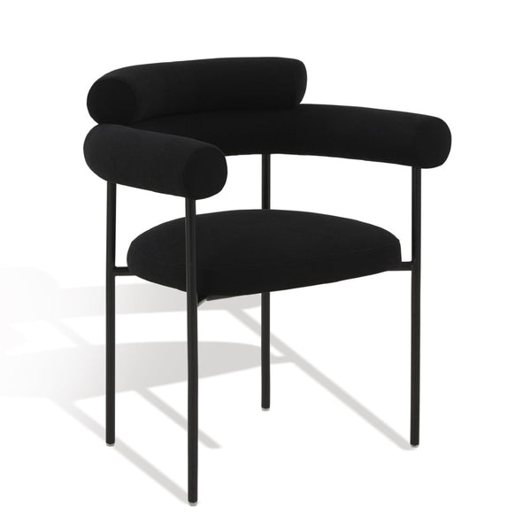 Safavieh JASLENE Curved Back Dining Chair - Modern Elegance with Cushioned Comfort for Any Dining Space Black / Black SFV4791B