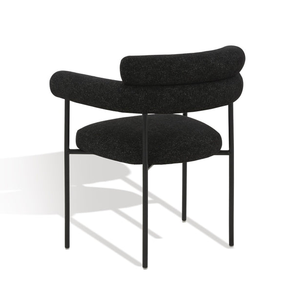 Safavieh JASLENE Curved Back Dining Chair - Modern Elegance with Cushioned Comfort for Any Dining Space Black / White SFV4791C