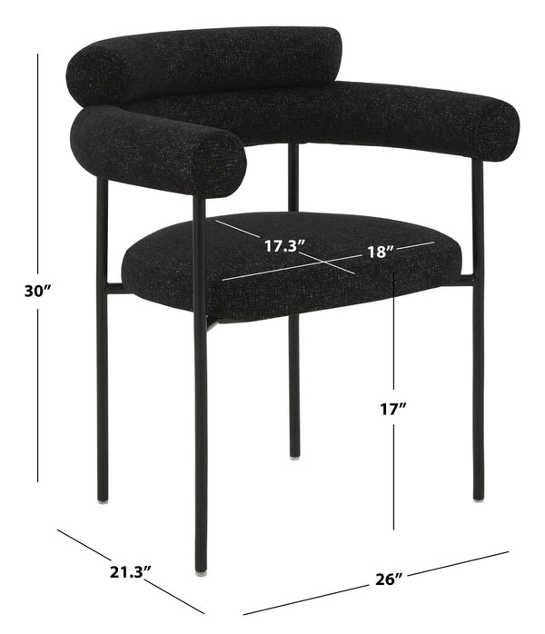 Safavieh JASLENE Curved Back Dining Chair - Modern Elegance with Cushioned Comfort for Any Dining Space Black / White SFV4791C