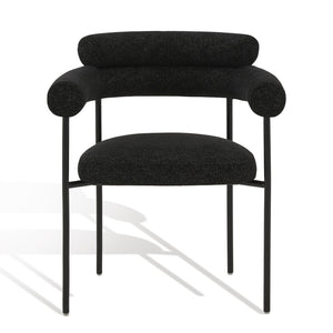 Safavieh JASLENE Curved Back Dining Chair - Modern Elegance with Cushioned Comfort for Any Dining Space Black / White SFV4791C