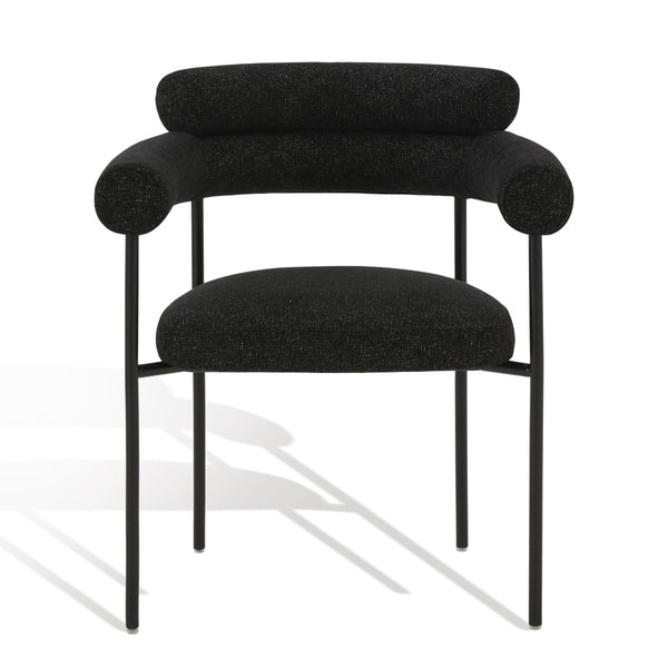 Safavieh JASLENE Curved Back Dining Chair - Modern Elegance with Cushioned Comfort for Any Dining Space Black / White SFV4791C
