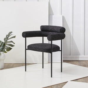 Safavieh JASLENE Curved Back Dining Chair - Modern Elegance with Cushioned Comfort for Any Dining Space Black / White SFV4791C