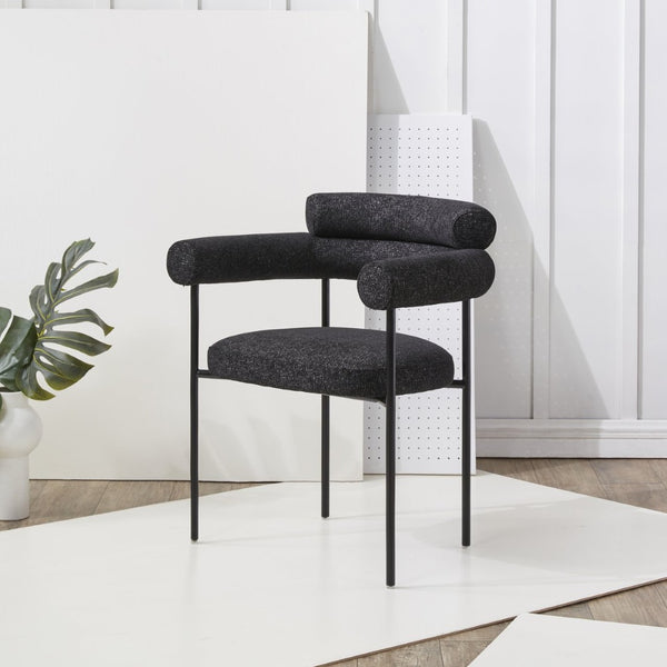 Safavieh JASLENE Curved Back Dining Chair - Modern Elegance with Cushioned Comfort for Any Dining Space Black / White SFV4791C