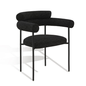 Safavieh JASLENE Curved Back Dining Chair - Modern Elegance with Cushioned Comfort for Any Dining Space Black / White SFV4791C