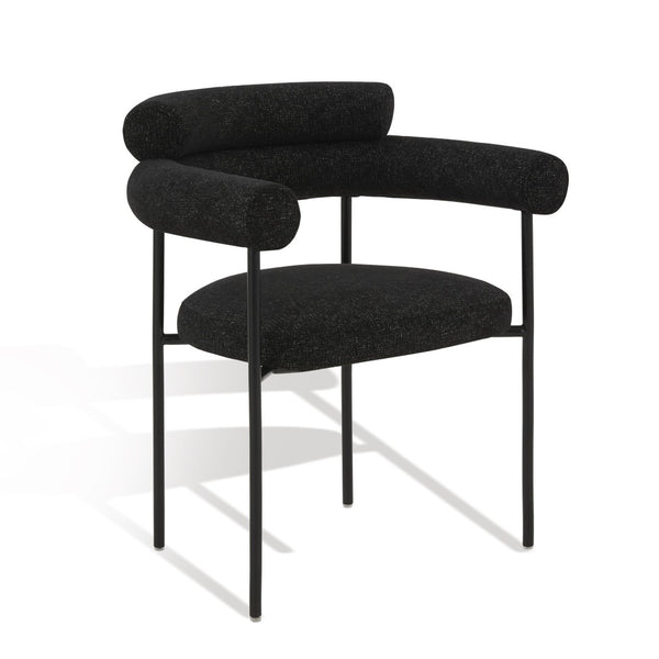 Safavieh JASLENE Curved Back Dining Chair - Modern Elegance with Cushioned Comfort for Any Dining Space Black / White SFV4791C