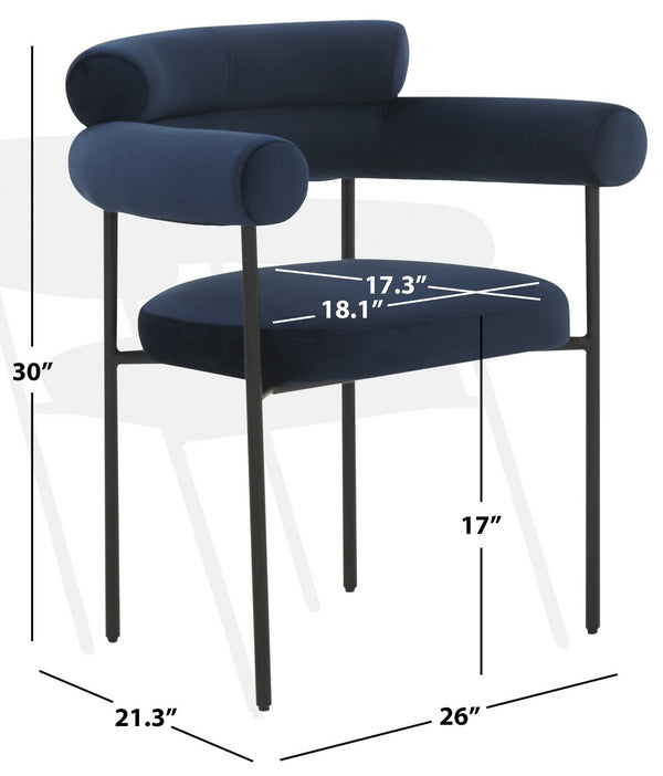 Safavieh Jaslene Curved Back Dining Chair Navy/ Black SFV4791E